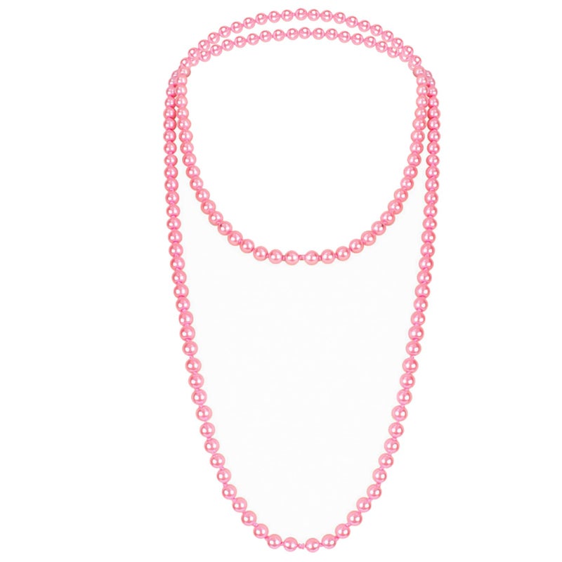 KOSMOS-LI 1920s Retro Faux Pearls Pink Beads Cluster Long Pearl Necklace 58" for Women Jewelry - Image 1